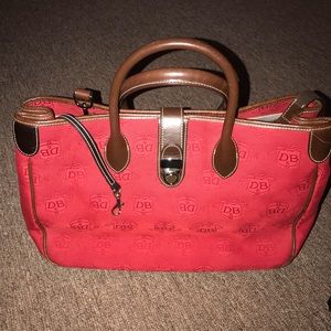 Vintage Dooney Bourke Red Canvas Signature DB